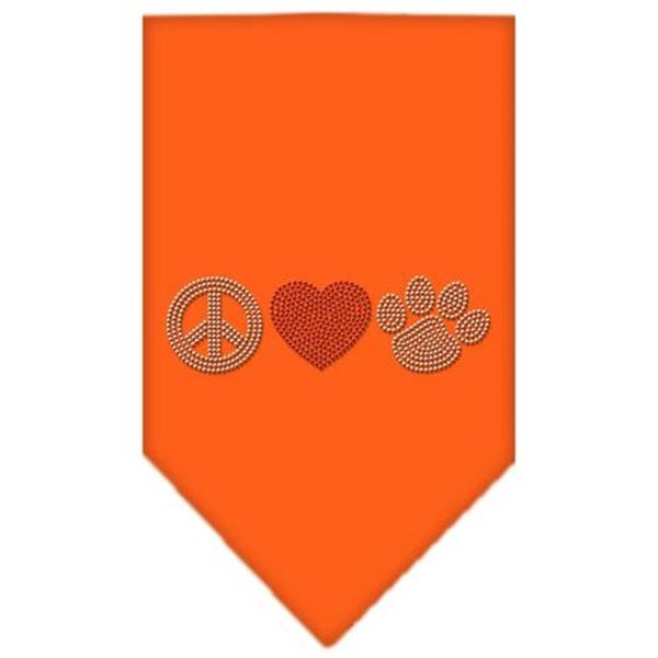 Unconditional Love Peace Love Paw Rhinestone Bandana Orange Large UN788235